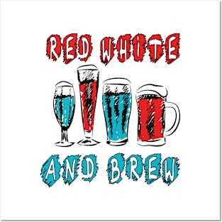 Red White and Brew T-shirt Posters and Art